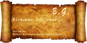 Birbauer Günter névjegykártya